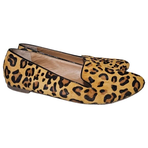 J. CREW FACTORY Cora Leopard Calf Hair Flats - Size 8 - Picture 1 of 6